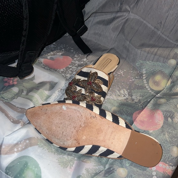 Embellished Striped Slip-On Flats - Navy & White preowner - Picture 2 of 3